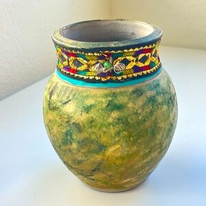 Unique Raku hand-made ceramic art bowl pottery